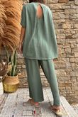Pure Cotton Santos Keyhole Drape Back Top Khaki
